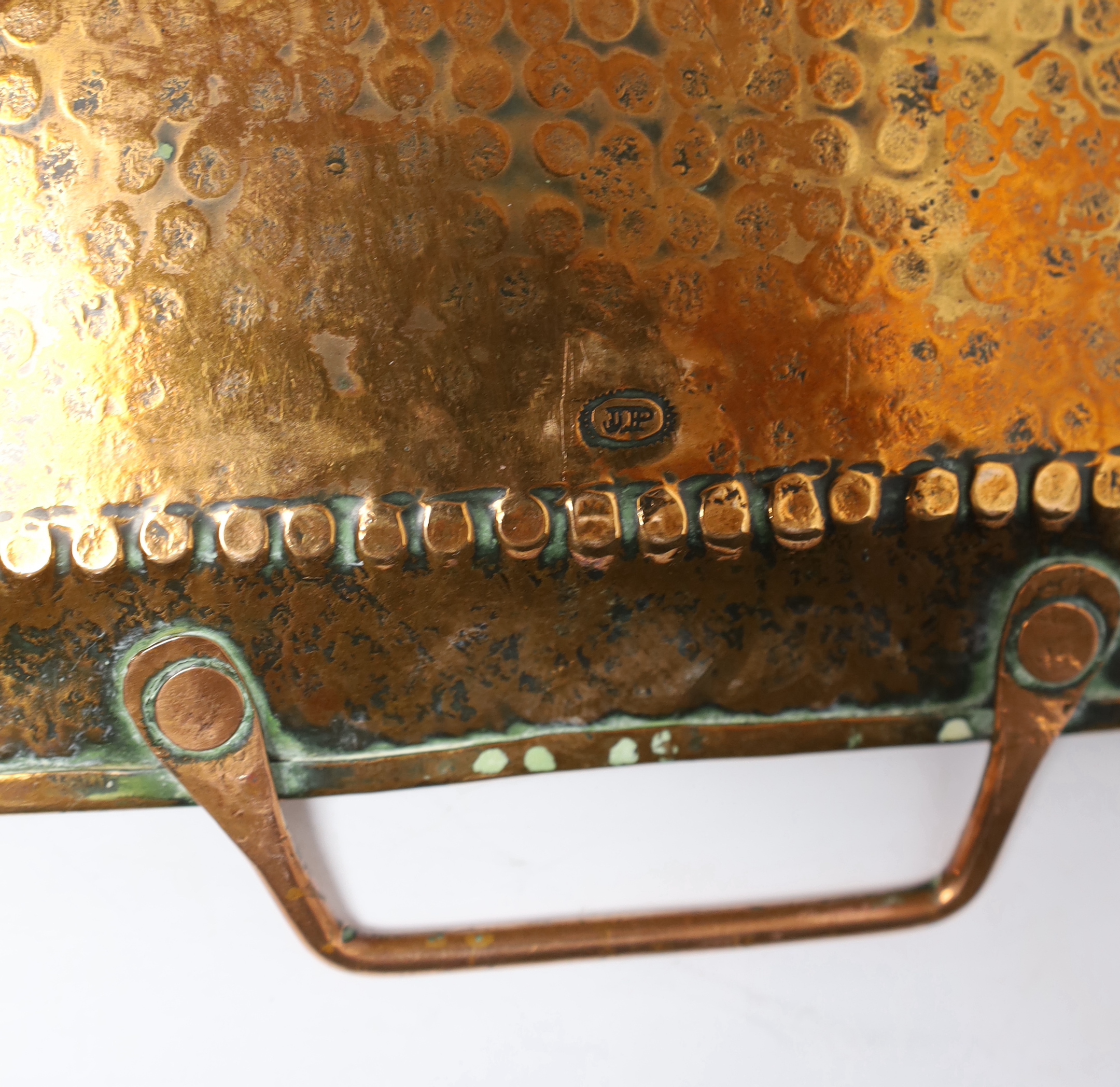 An Arts & Crafts Newlyn, John Pearson copper tray, 40cm wide